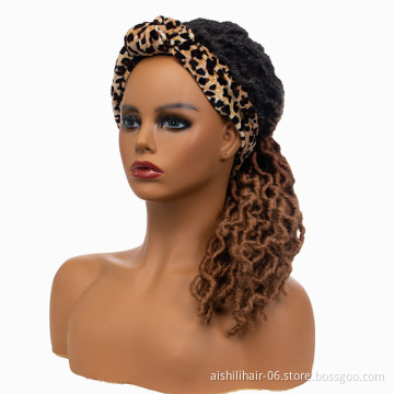 Braiding hair headband wigs wholesale ombre black to brown fiber synthetic hair headband wigs for black women